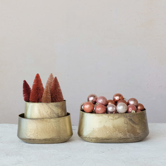 Metal Planters w/ Beaded Edge