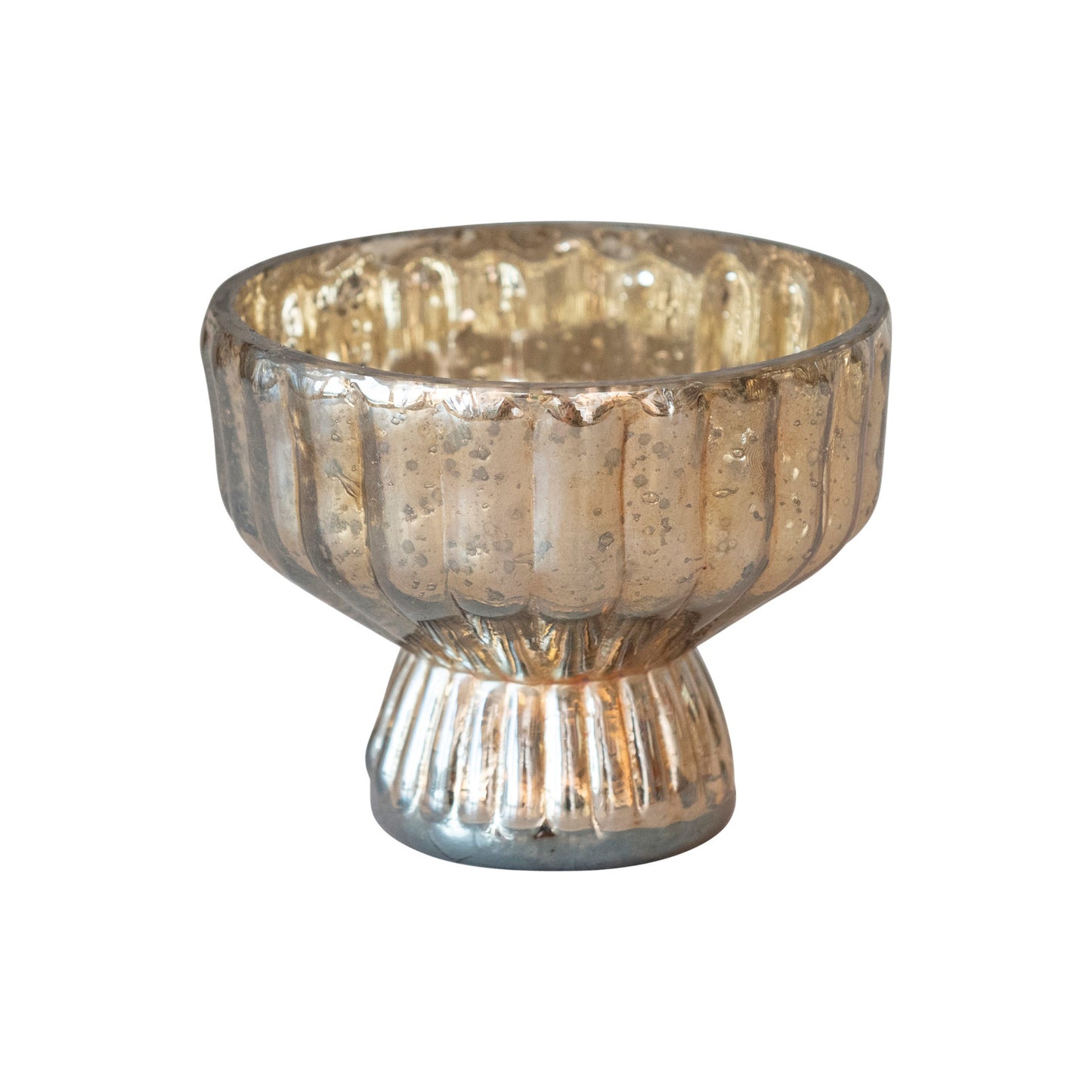 Mercury Glass Footed Candle Holder