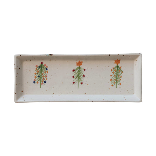 Stoneware Platter w/ Christmas Trees