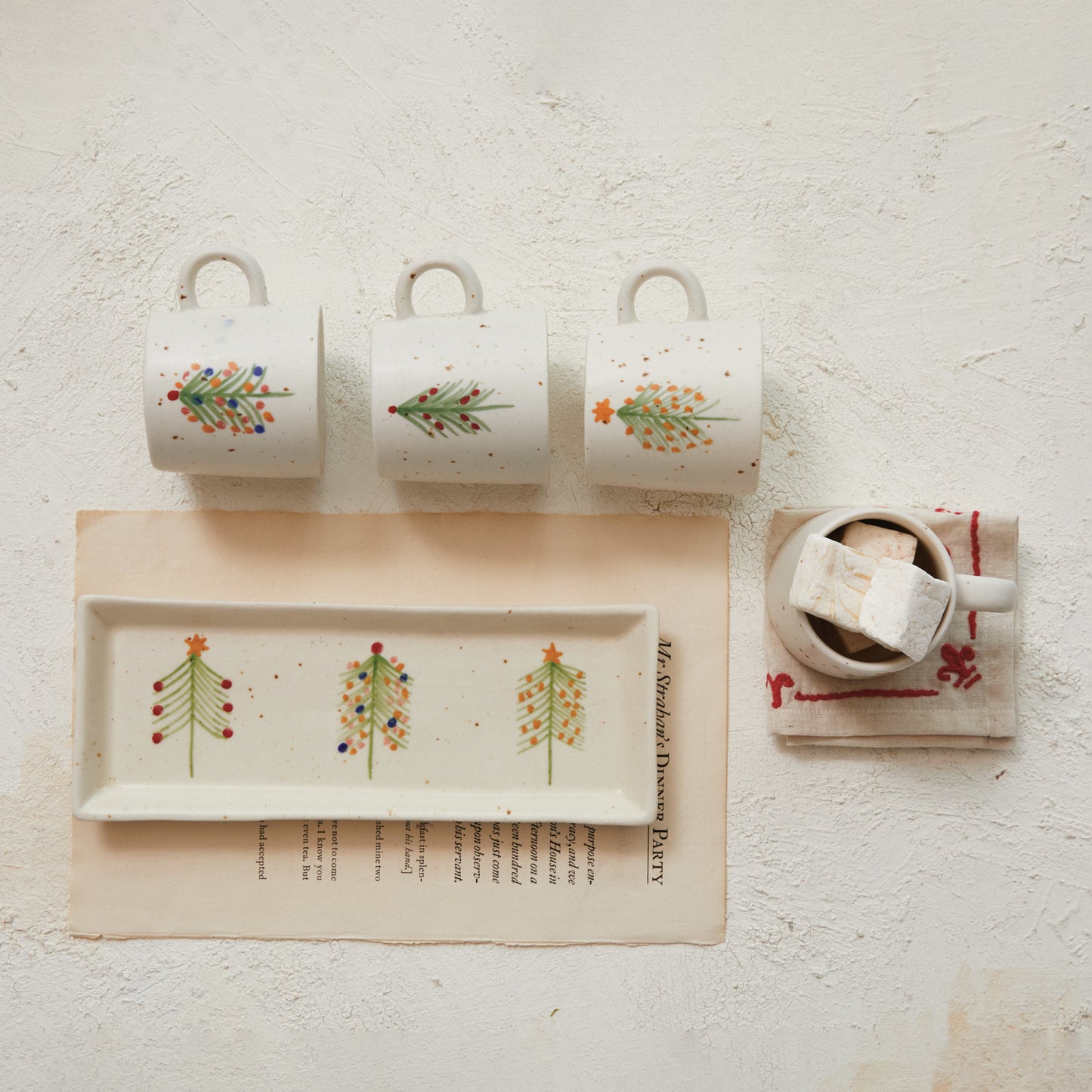 Hand-Painted Stoneware Mug w/ Christmas Tree