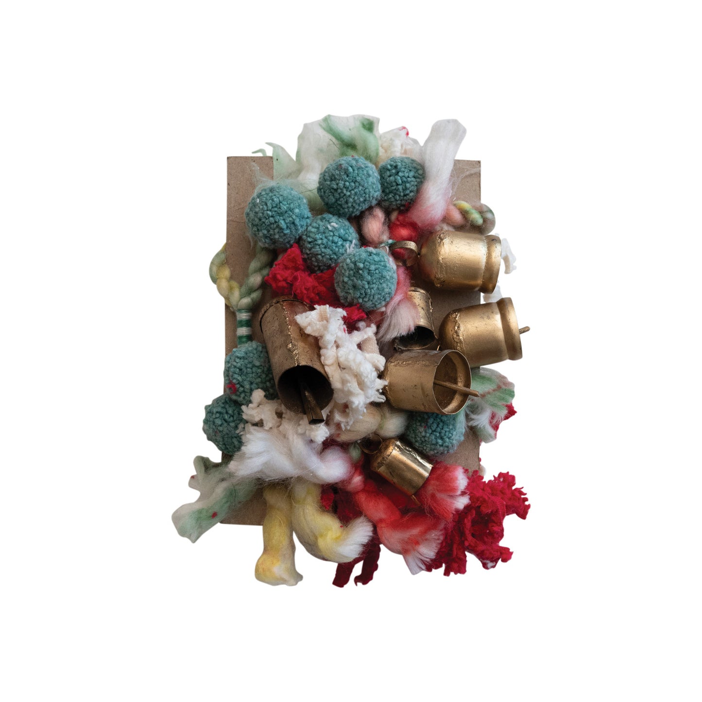 Wool & Cotton Blend Garland w/ Pom Poms & Metal Bells