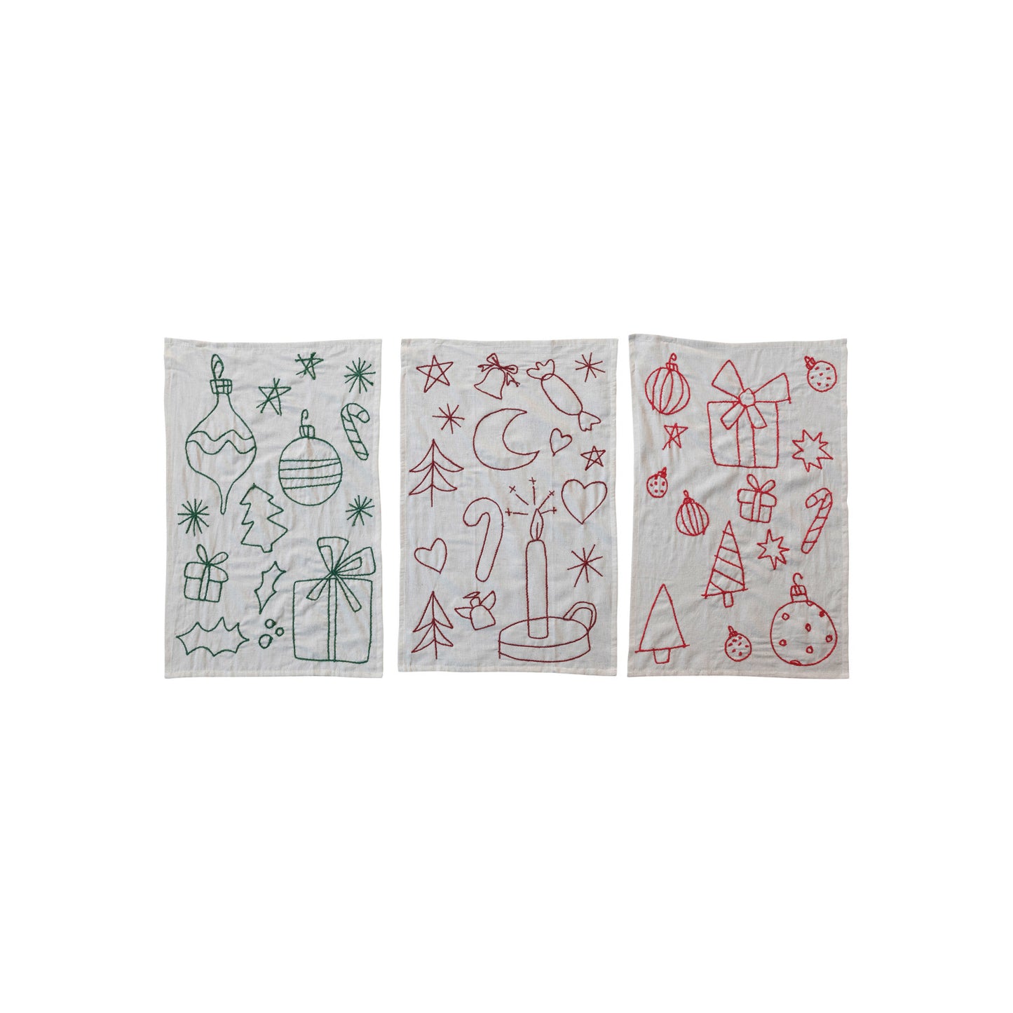 Holiday Icon Embroidered Tea Towels