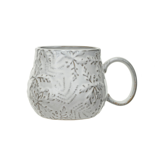 Embossed Stoneware Mug w/ Snowflakes
