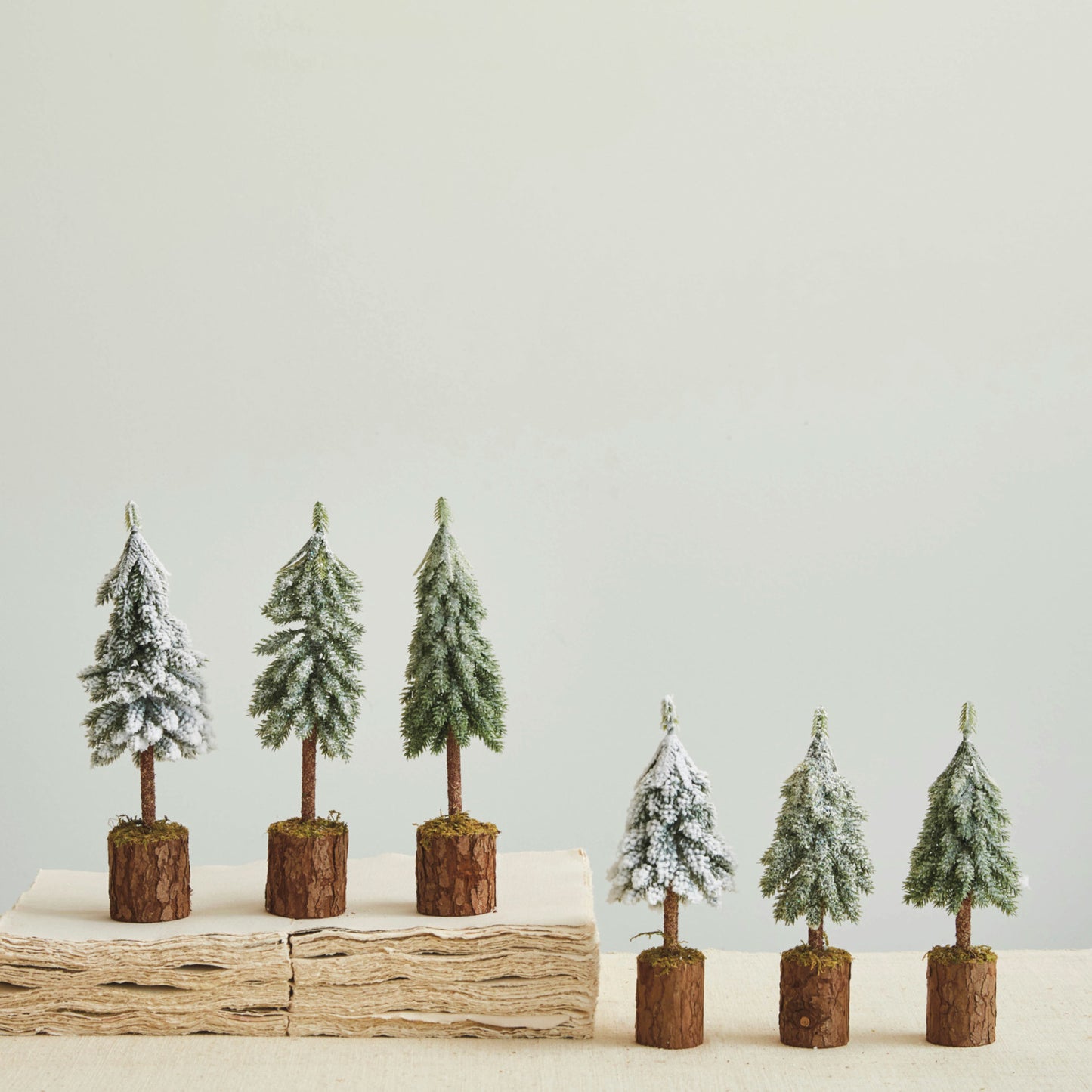 Faux Fir Tree w/ Wood & Moss Base