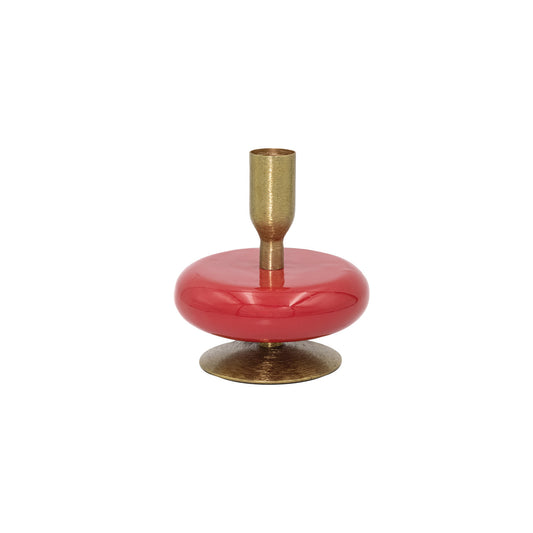 Red Enameled Metal Taper Holder