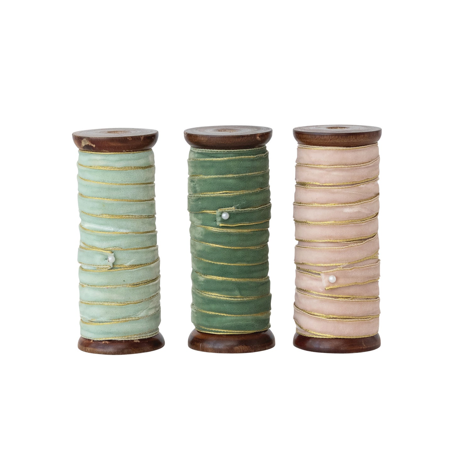 Velvet Ribbon on Wood Spools