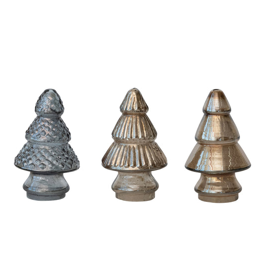 Blue Collection Embossed Mercury Glass Tree