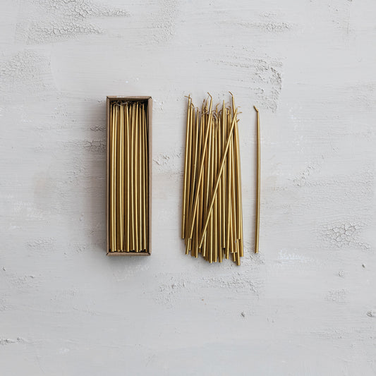 Gold Thin Unscented Taper Candle Set