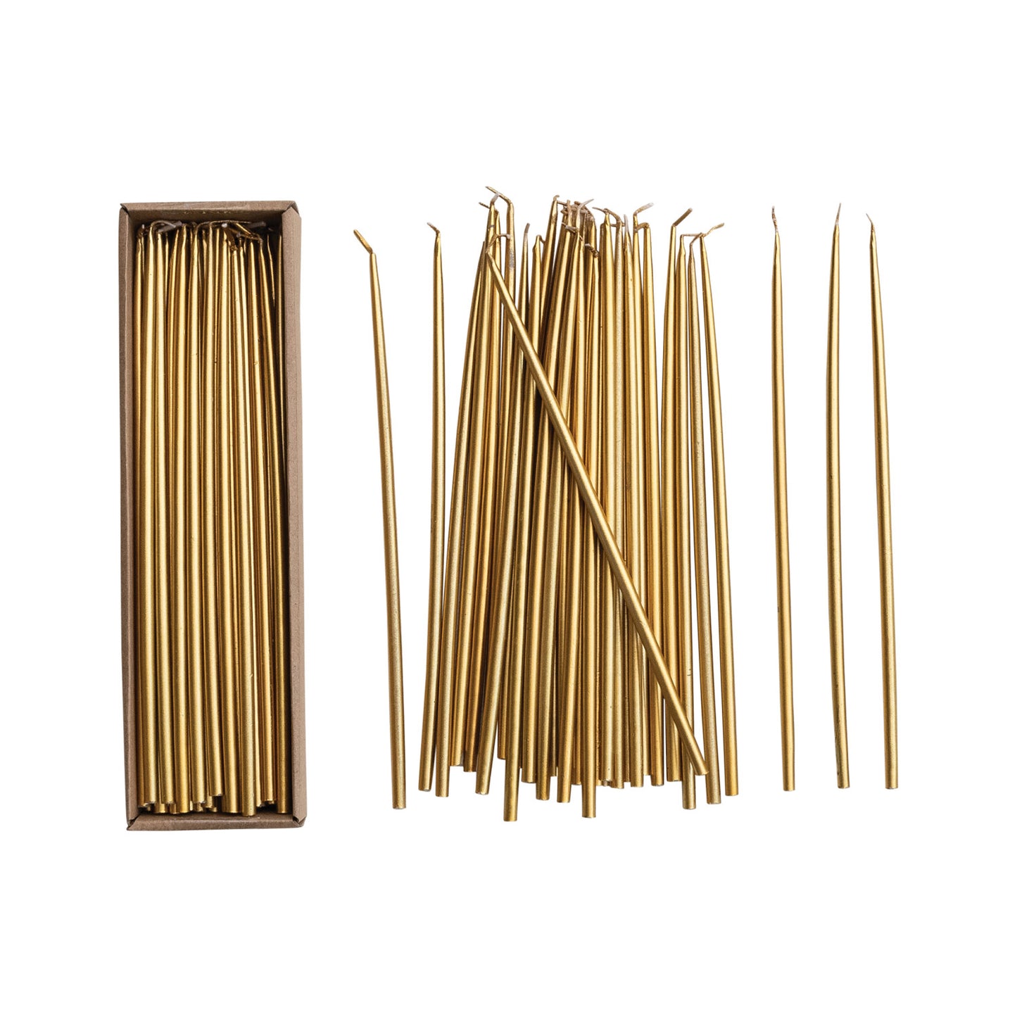 Gold Thin Unscented Taper Candle Set