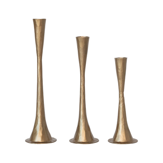 Brass Hand-Forged Iron Taper Holder Set