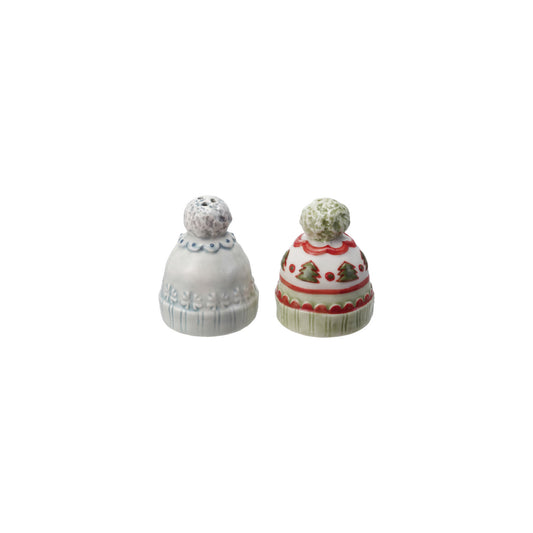 Stoneware Hat Shaped Salt & Pepper Shakers