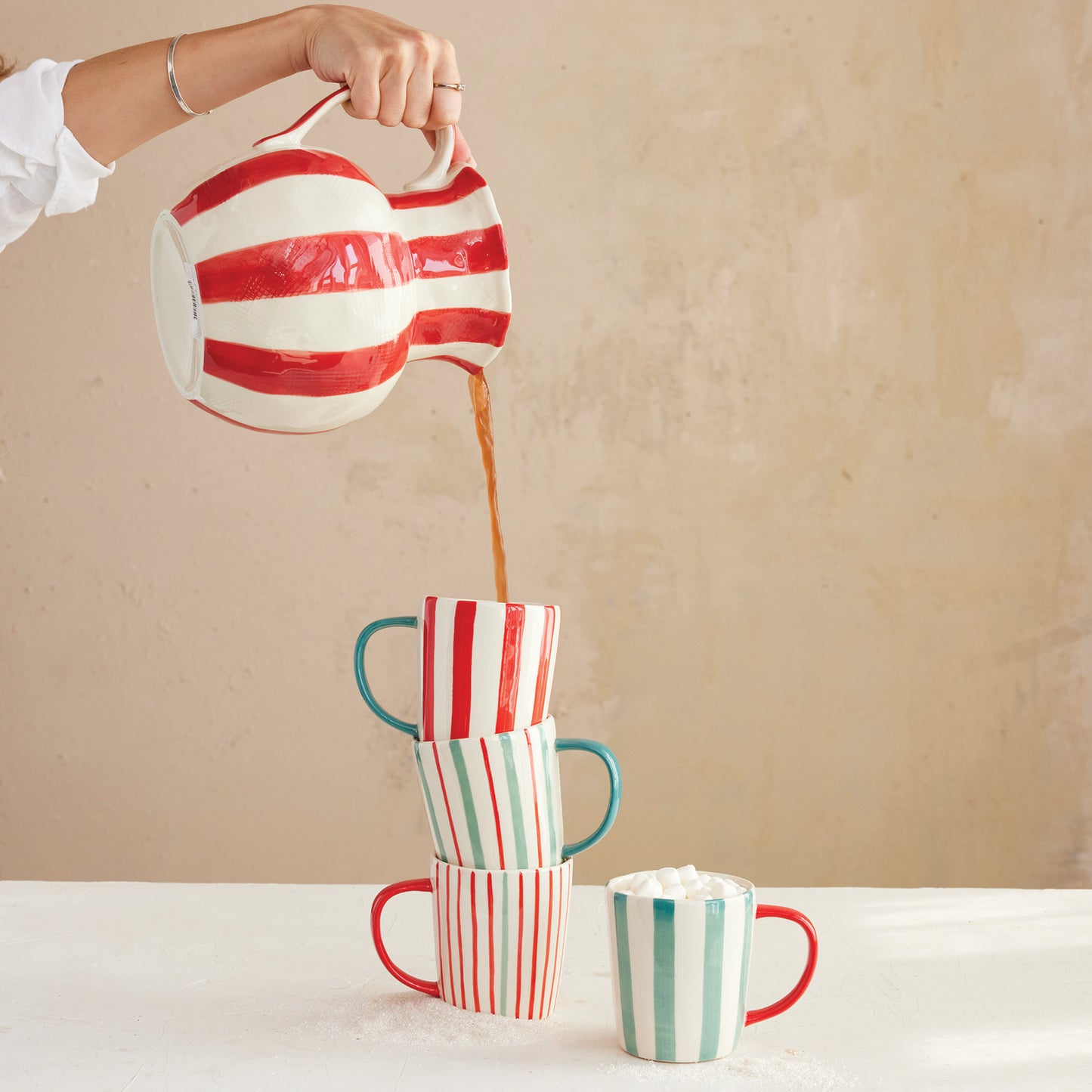 Christmas Striped Pitcher