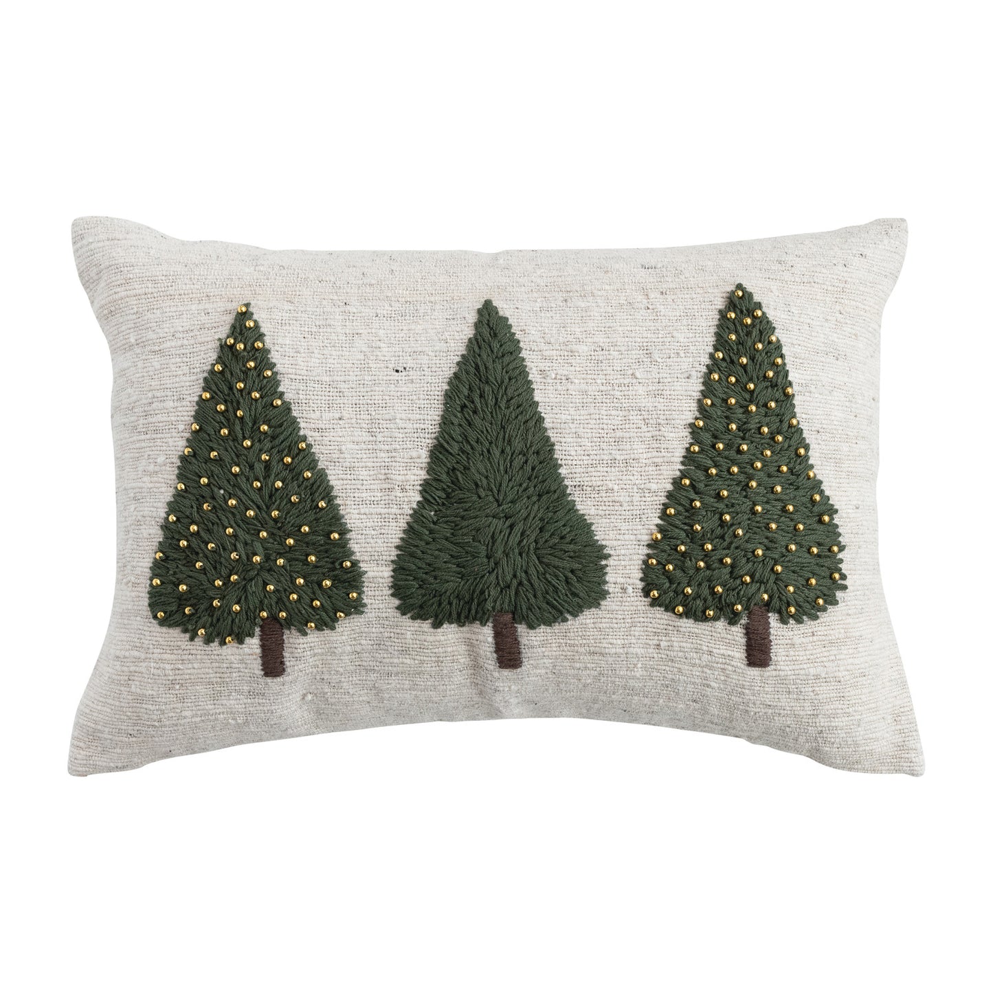 Lumbar Pillow with Embroidered Trees
