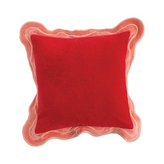Bright Scalloped Velvet Pillow