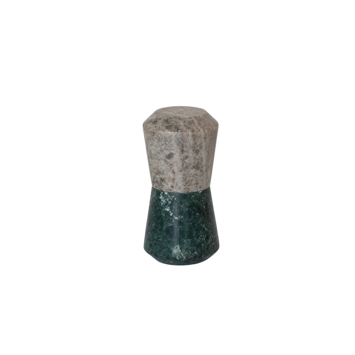 Marble Stackable Salt & Pepper Shakers, Green & Buff Color, Set of 2