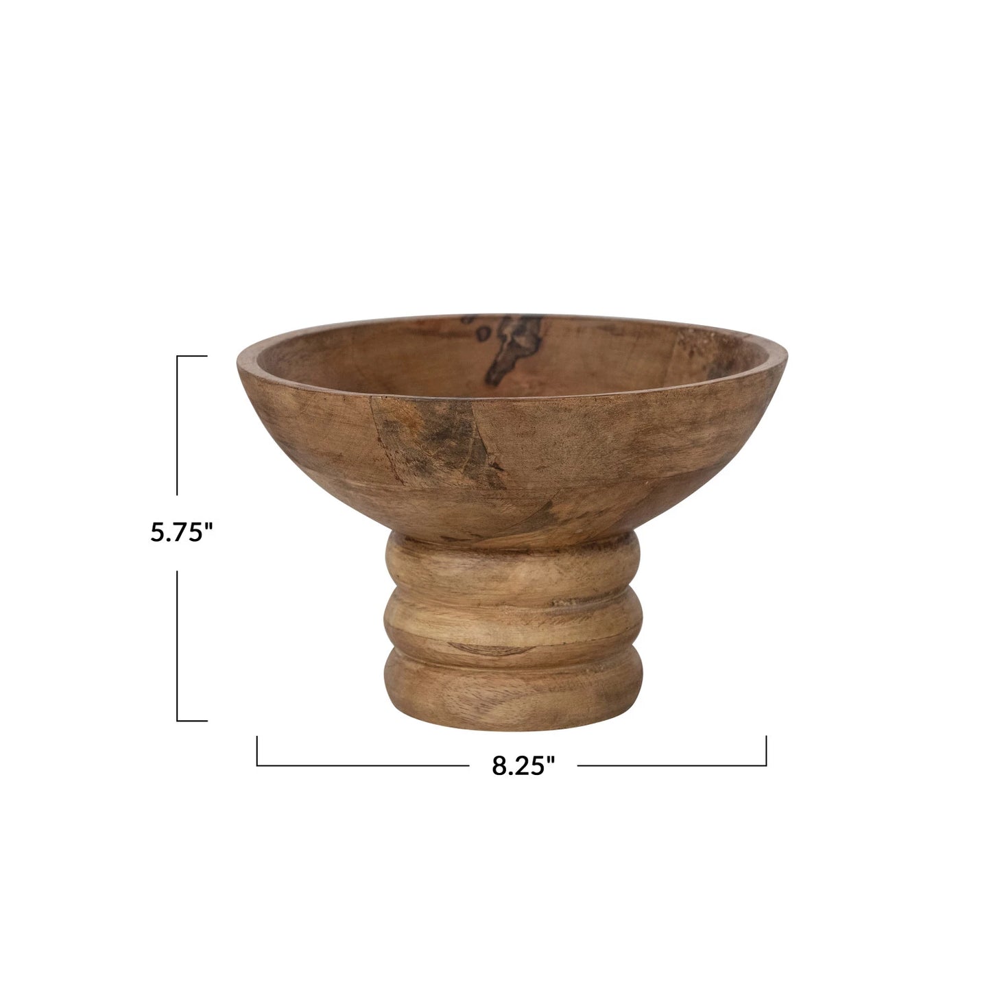 Ribbed Wood Footed Bowl