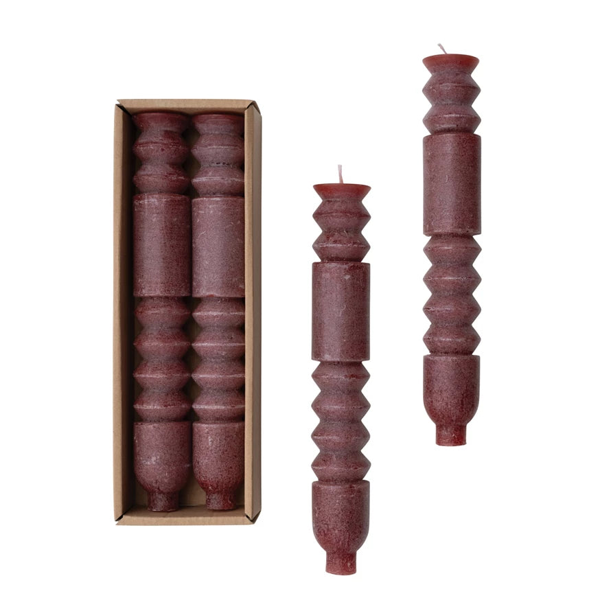 Cranberry Totem Taper Candles