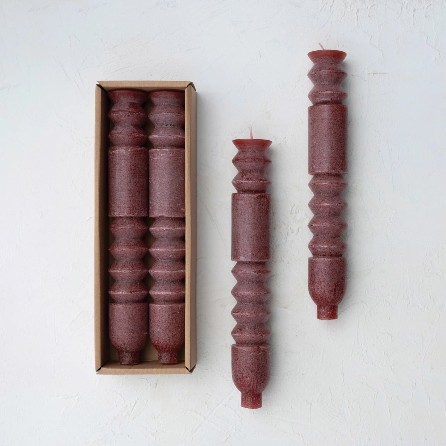 Cranberry Totem Taper Candles