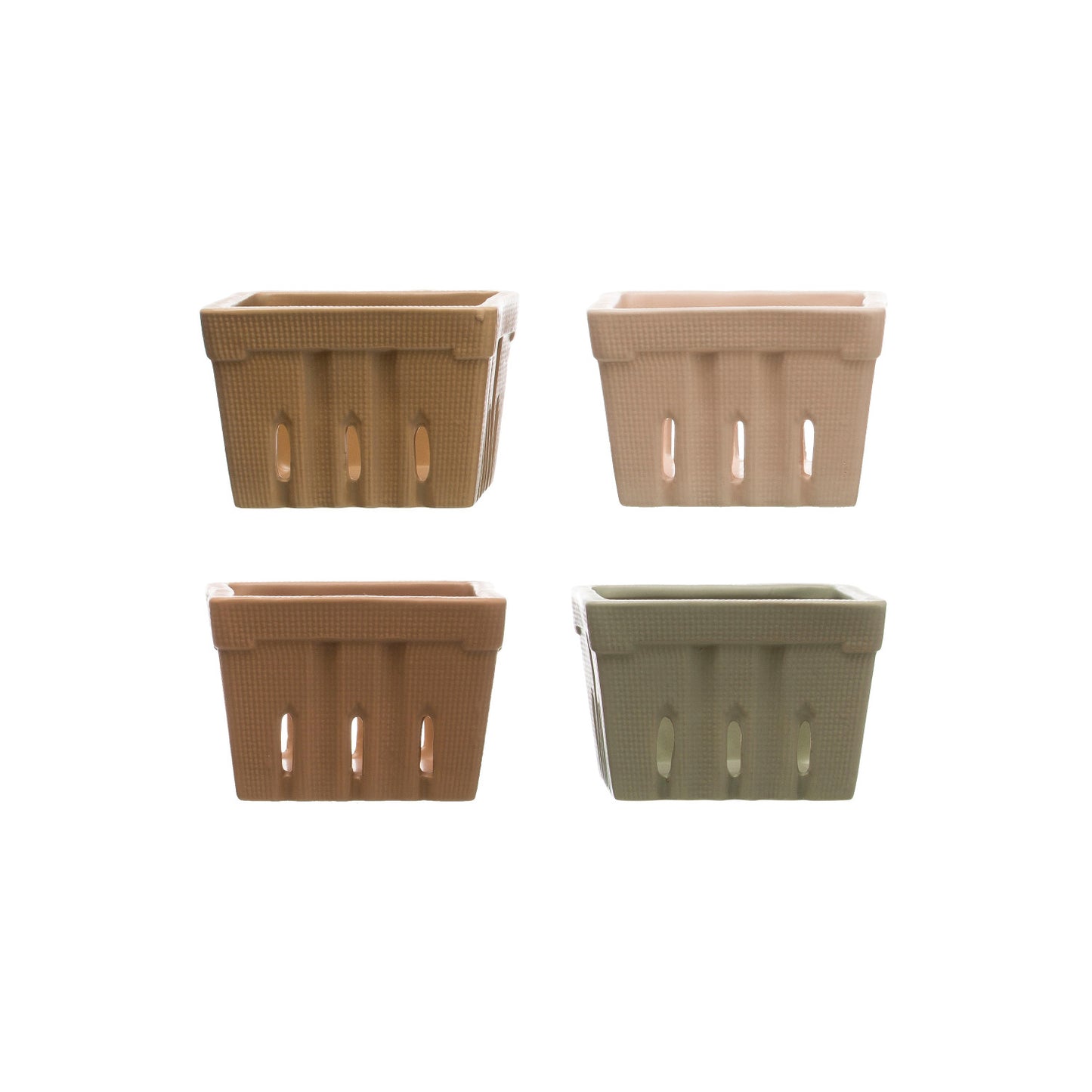 Textured Stoneware Berry Basket, 4 Colors