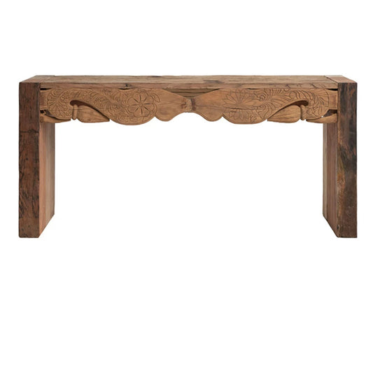 Hand-Carved Wood Console Table