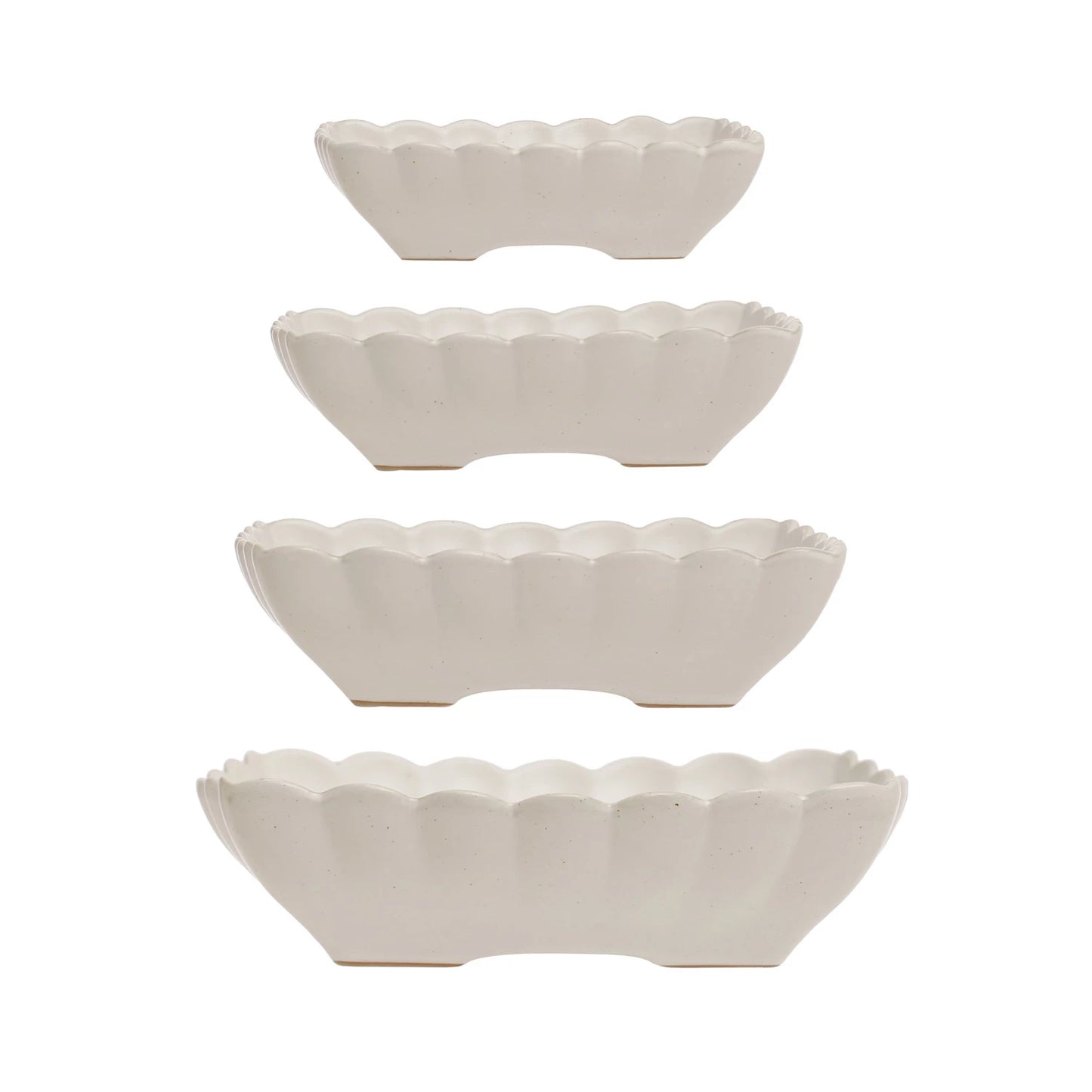Scalloped Stoneware Serving Dish Set