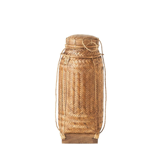 Bamboo, Rattan & Wood Container w/ Lid