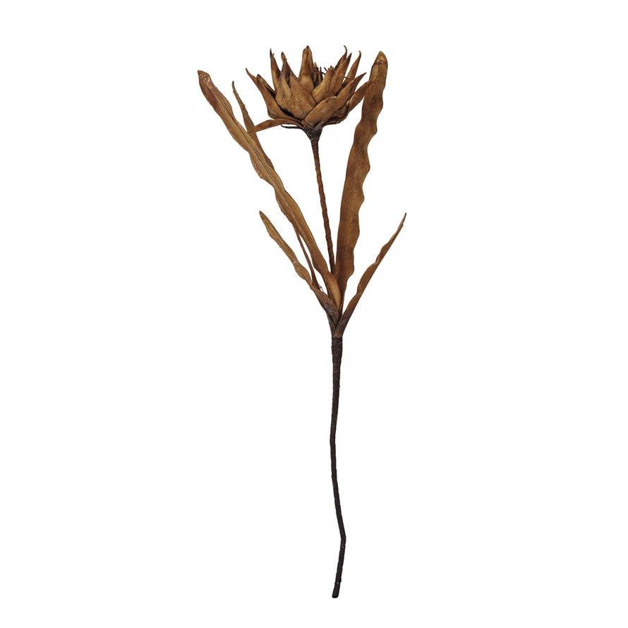 Camel Faux Flower Pick w/ Leaves