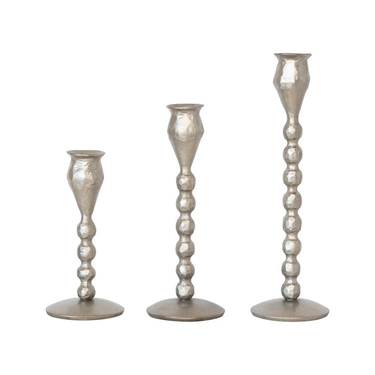 Hand-Forged Silver Iron Taper Holders