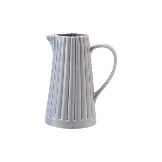 40 oz. Stoneware Ribbed Pitcher, Reactive Glaze, Light Blue (Each One Will Vary)