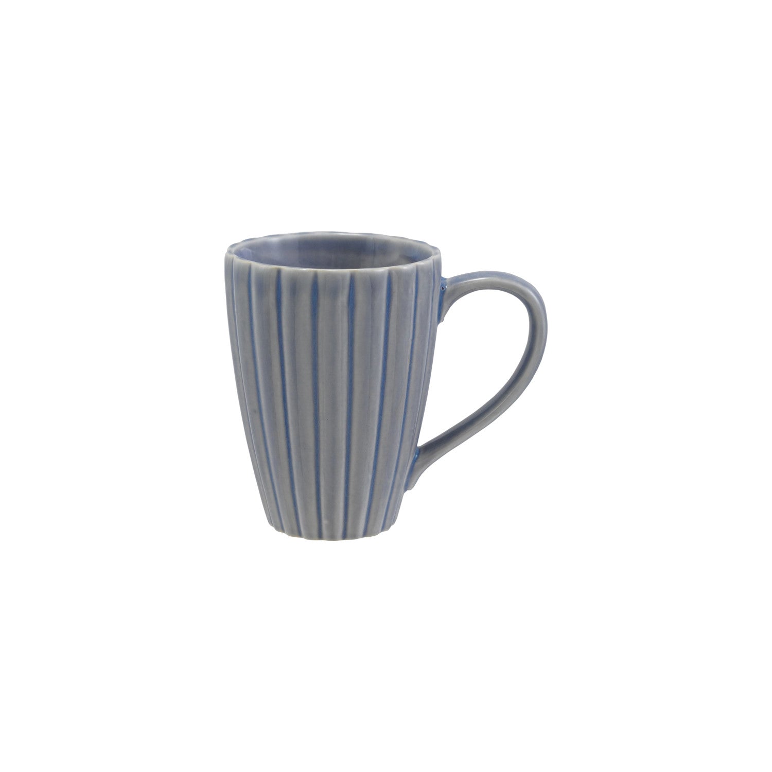 14 oz. Stoneware Ribbed Mug, Reactive Glaze, Light Blue (Each One Will Vary)