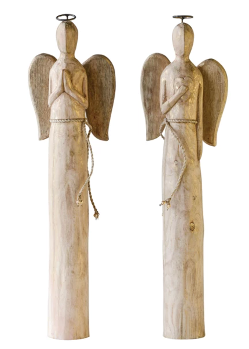 Hand-Carved Mango Wood Angel