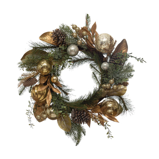 Faux Greenery Wreath with Ball Ornaments
