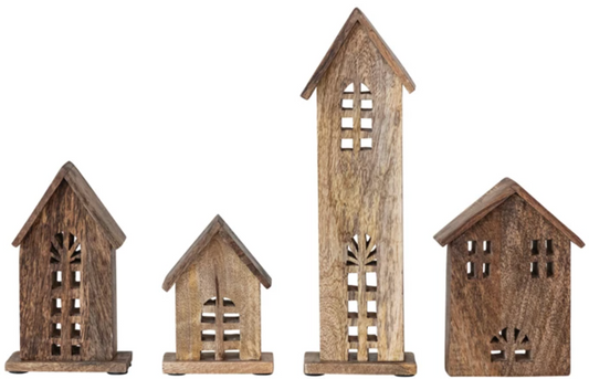 Carved Mango Wood House Set