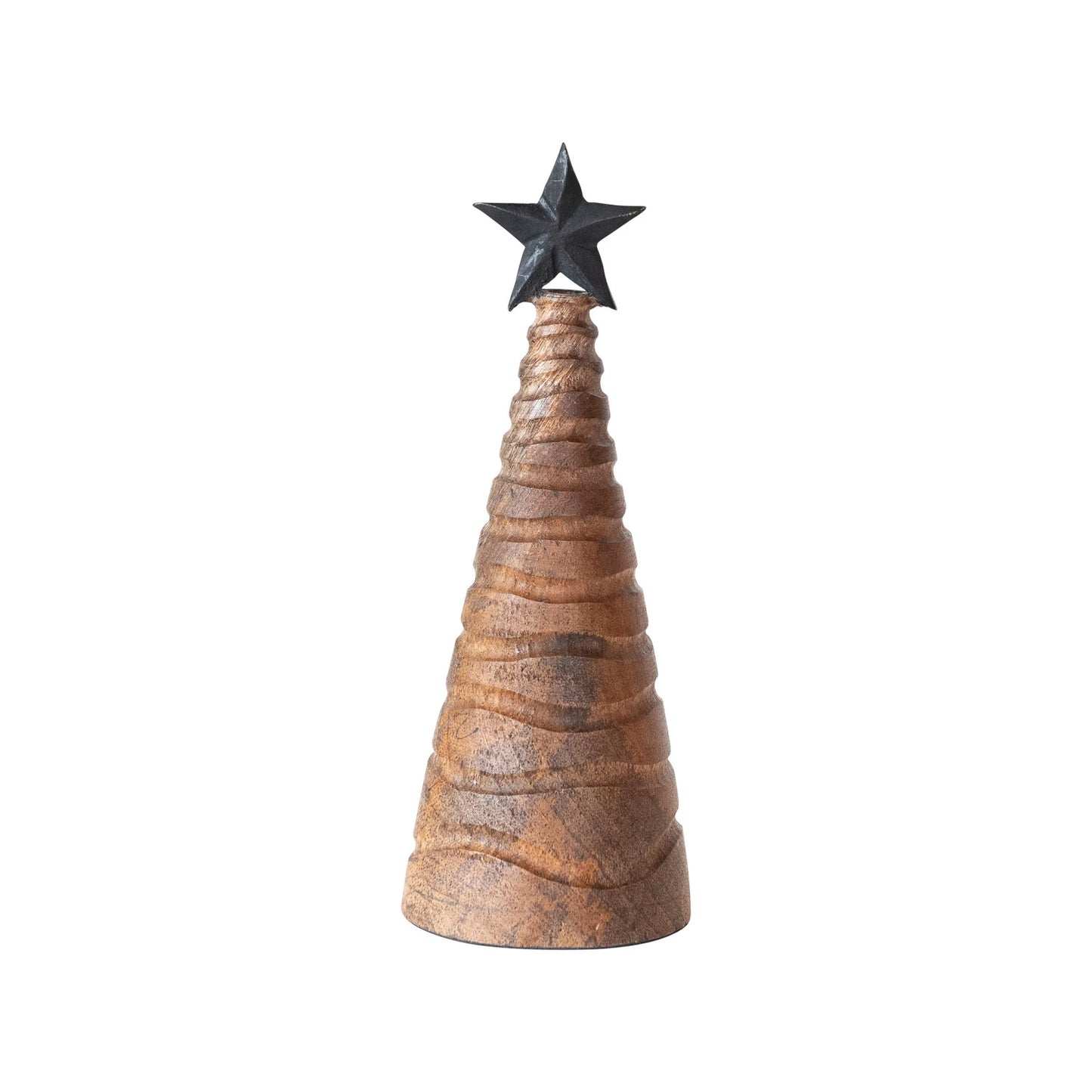 Carved Mango Wood & Metal Christmas Tree