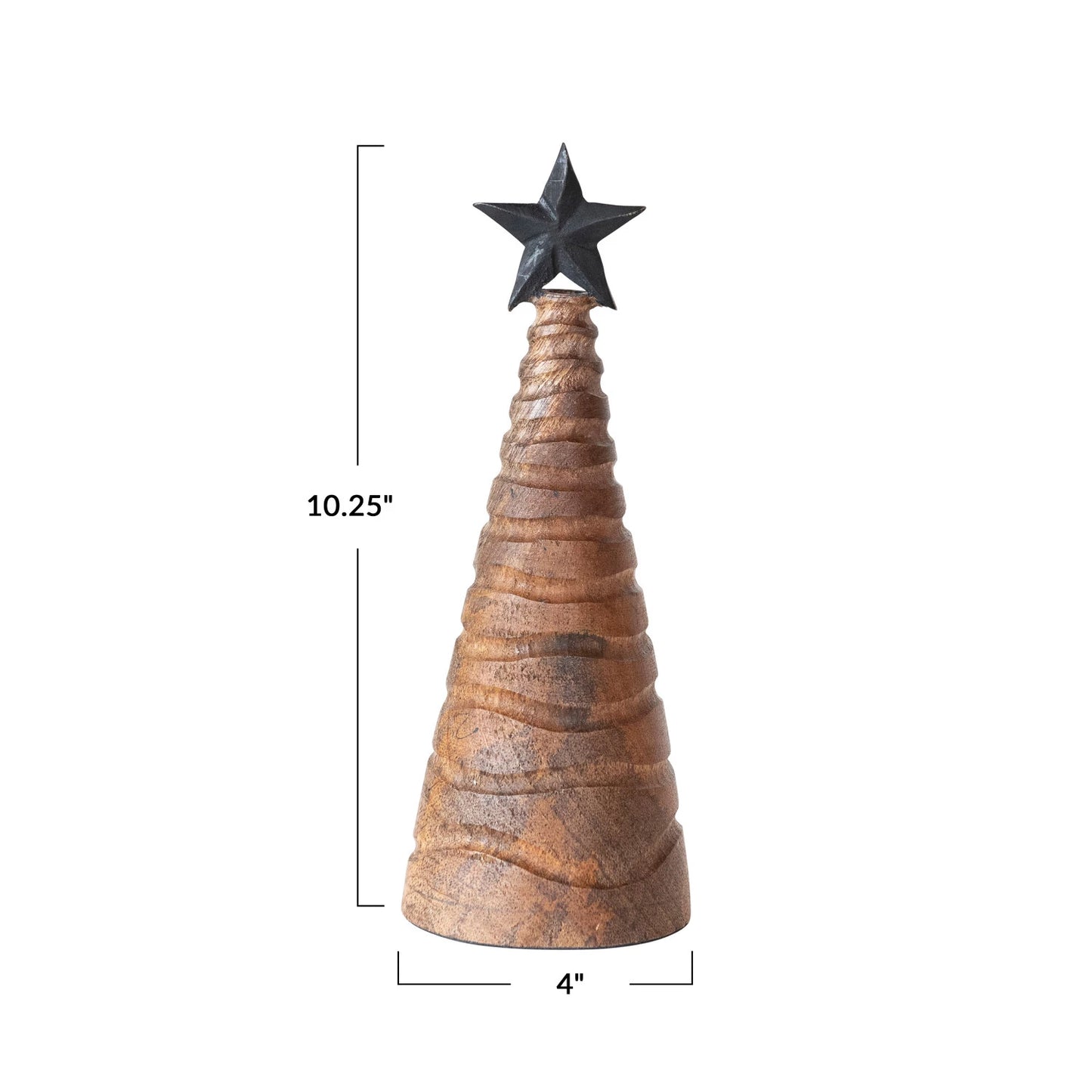 Carved Mango Wood & Metal Christmas Tree