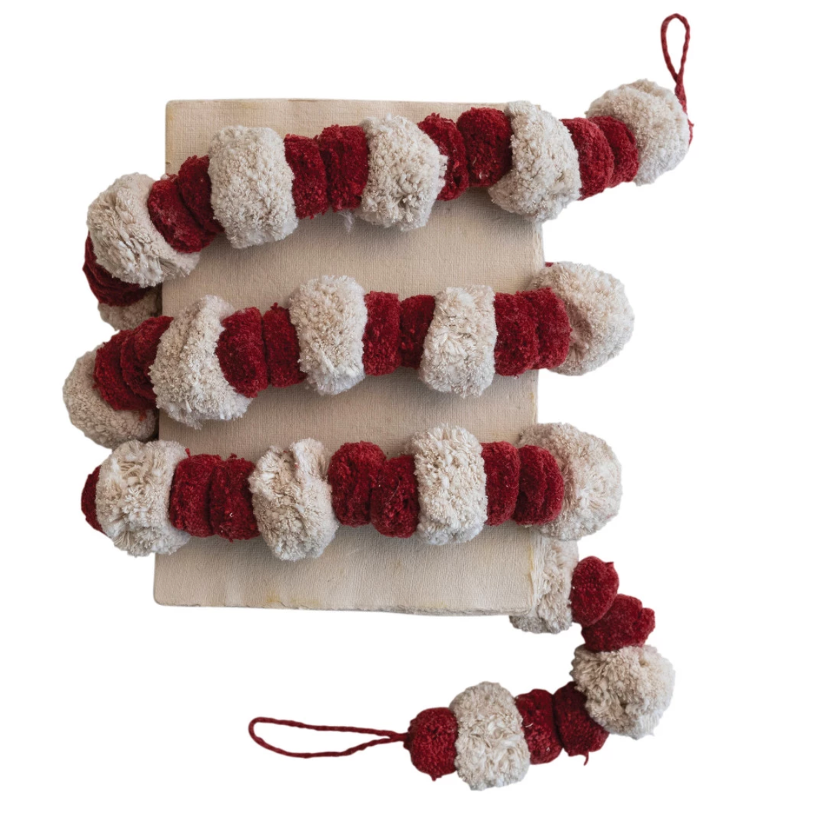 Cream & Red Pom Pom Garland