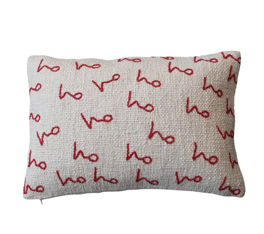 Ho Ho Ho Embroidered Pillow