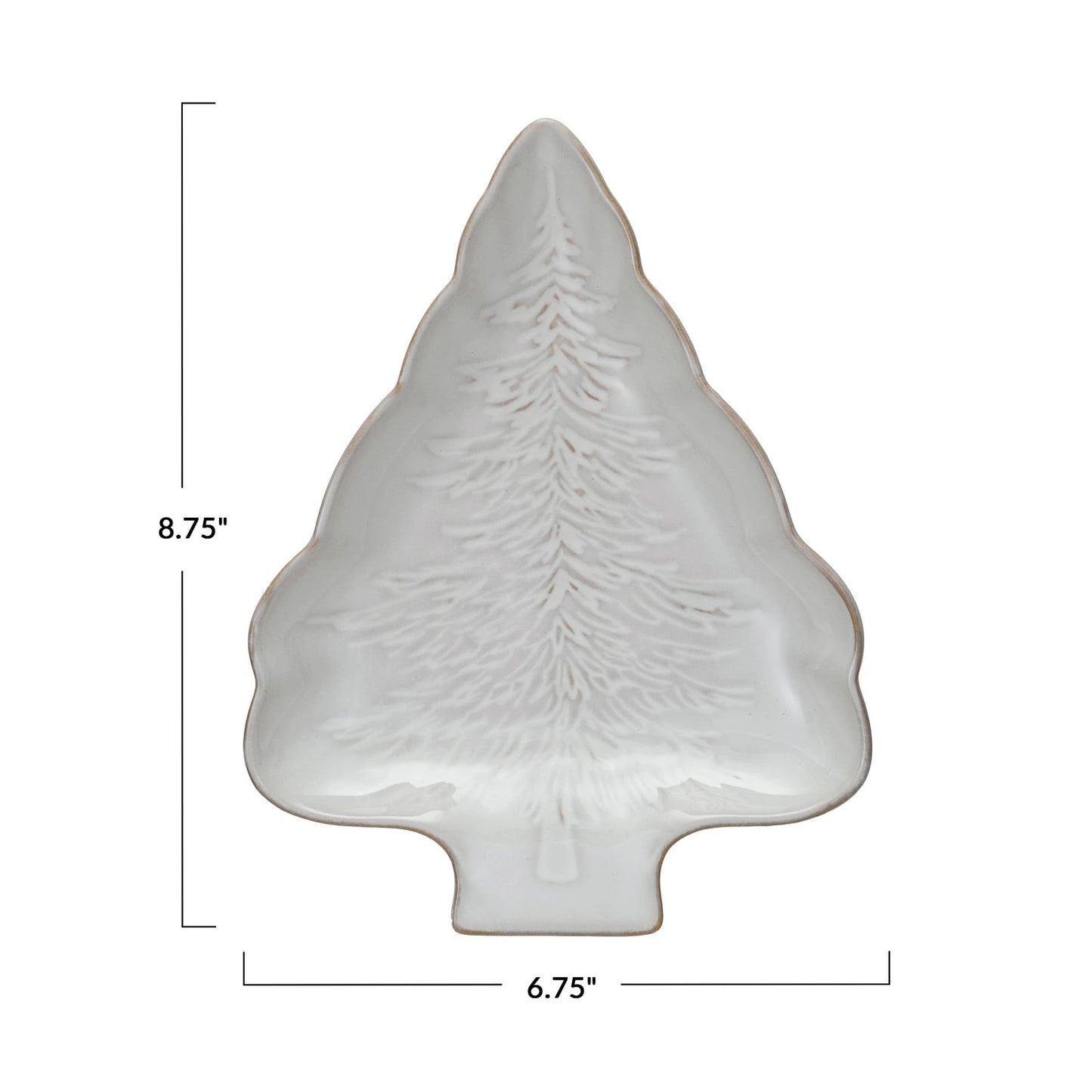 Stoneware Tree Shaped Plate w/ Tree Design