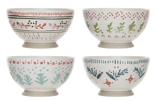 Christmas Cottage Stoneware Bowls