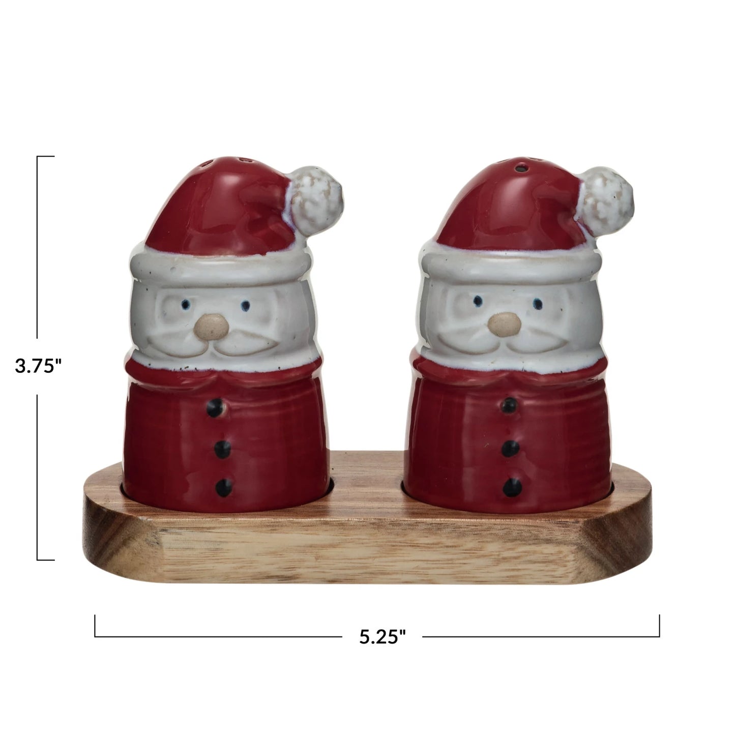 Stoneware Santa Shaped Salt & Pepper Shakers
