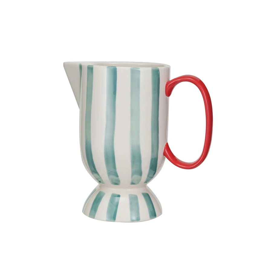 Whimsy Hand-Painted Stoneware Footed Pitcher