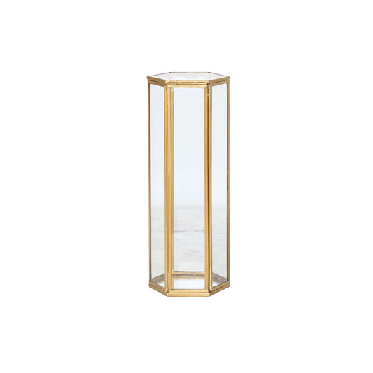 Glass & Brass Hexagonal Container