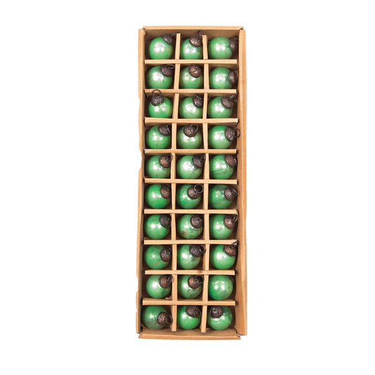 Green Round Mercury Glass Ball Ornaments