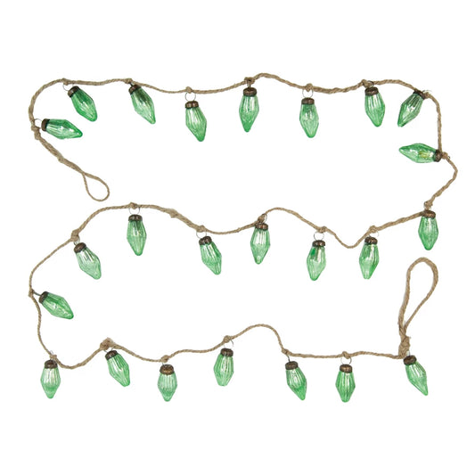 Green Bulb Mercury Glass Ornament Garland