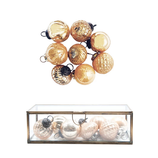 Embossed Mercury Glass Ornaments in Display