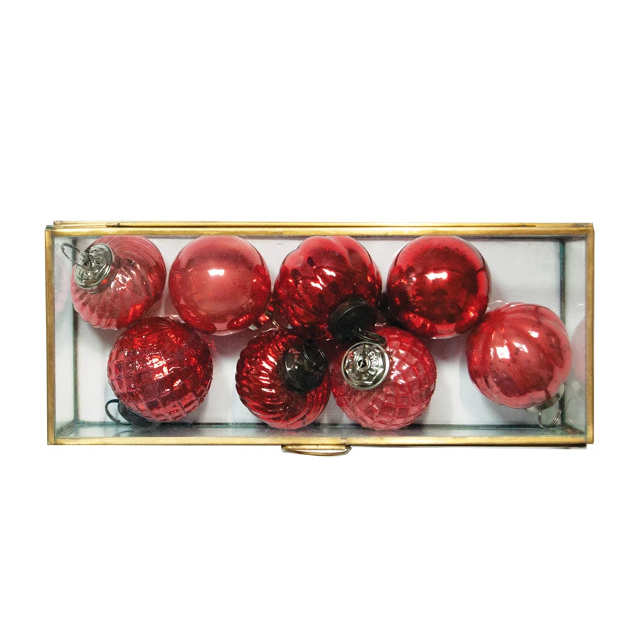 Embossed Mercury Glass Ornaments in Display
