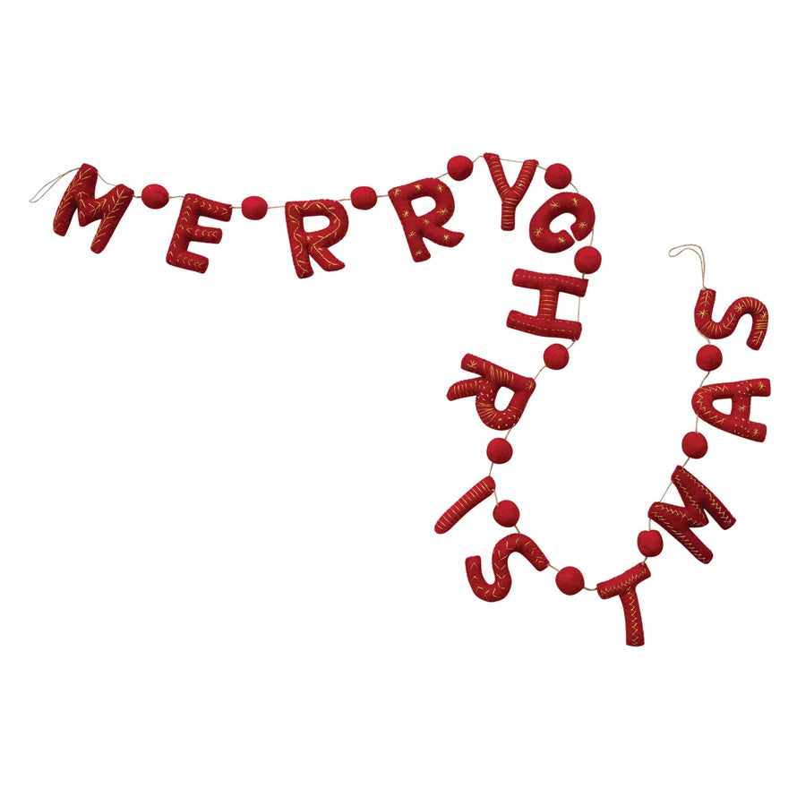 Merry Christmas Wool Felt Garland