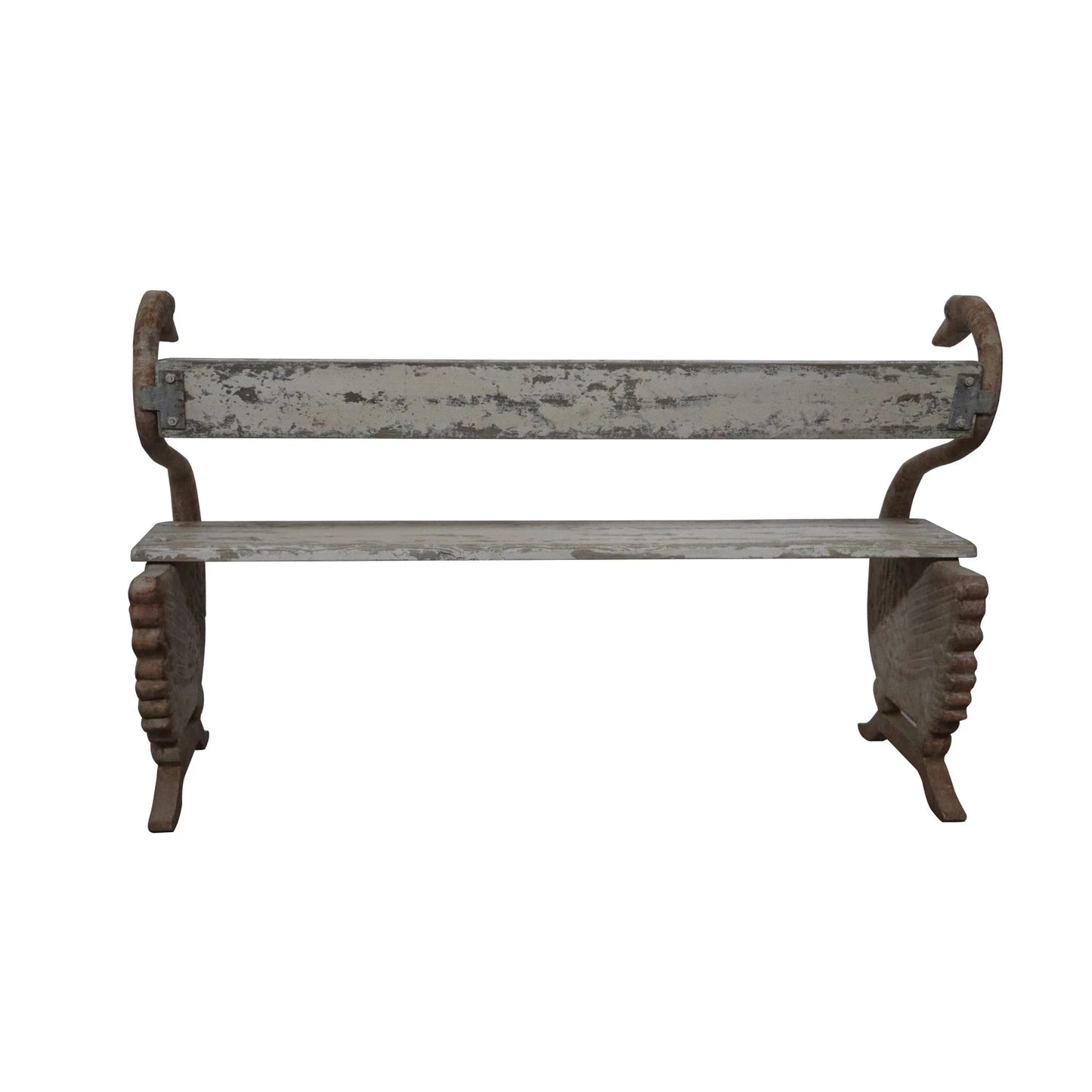 Metal & Pine Wood Vintage Reproduction Bench