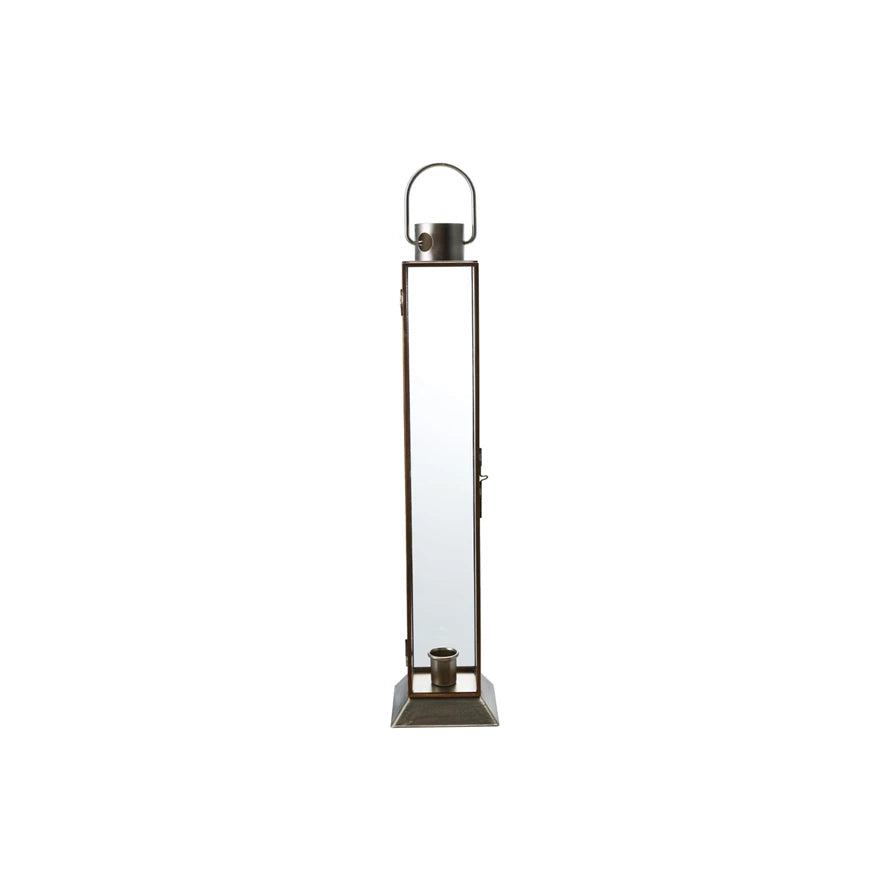 Small Metal & Glass Lantern Taper Holder