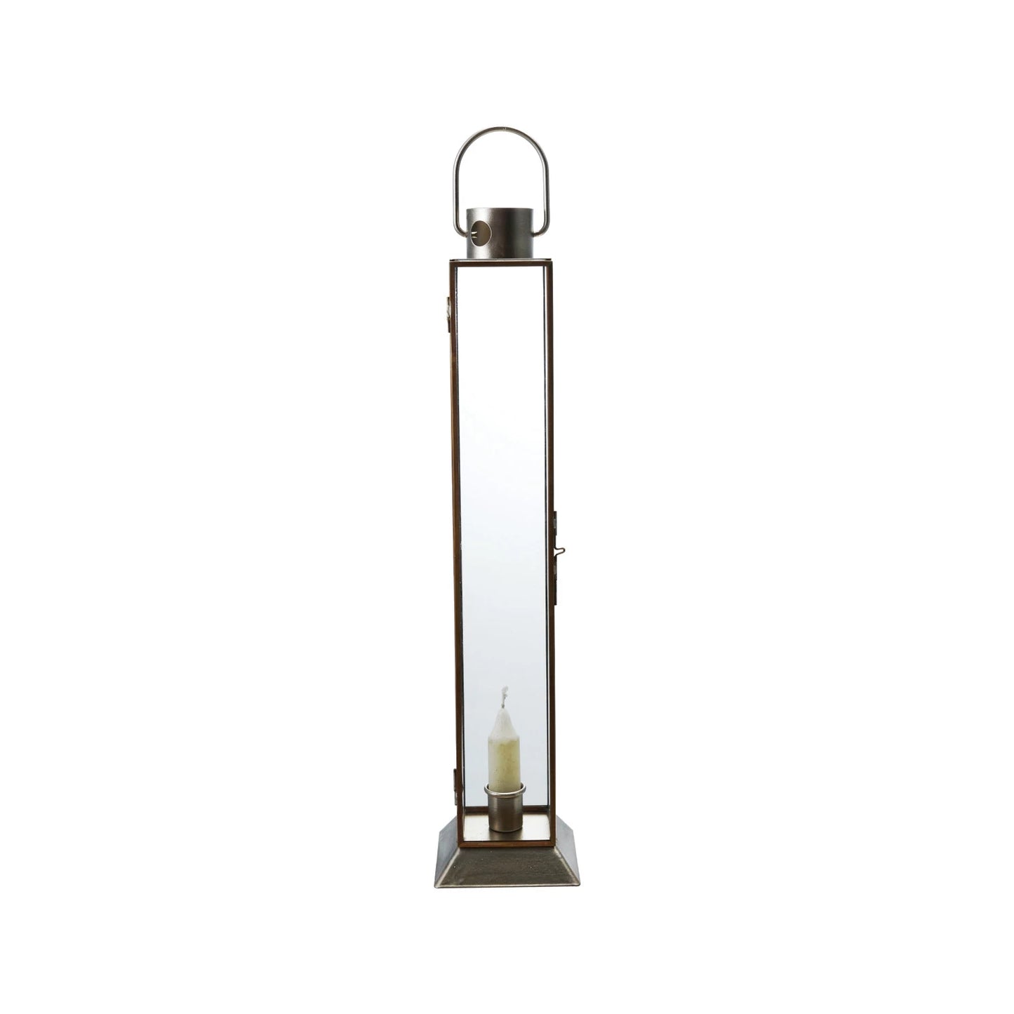 Large Metal & Glass Lantern Taper Holder